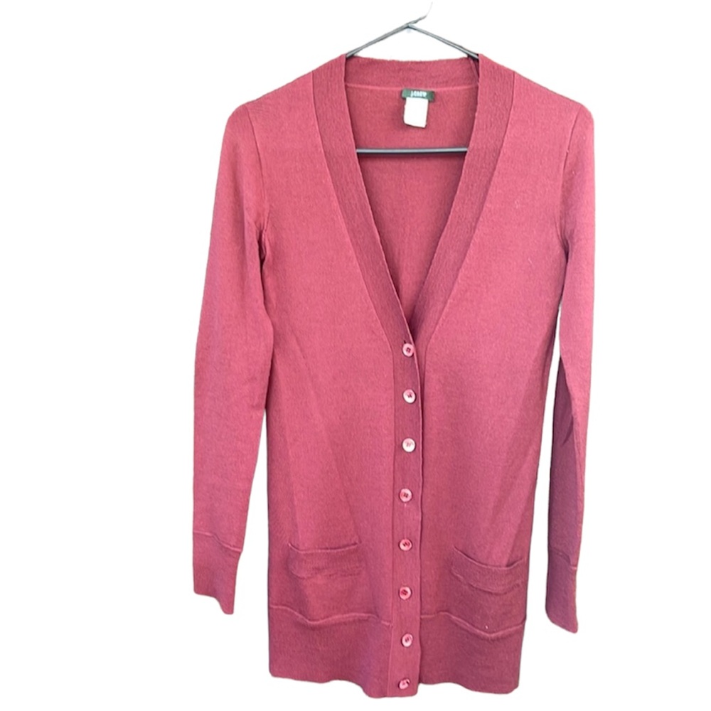 Red j.crew 100%Merino wool cardigan size xs